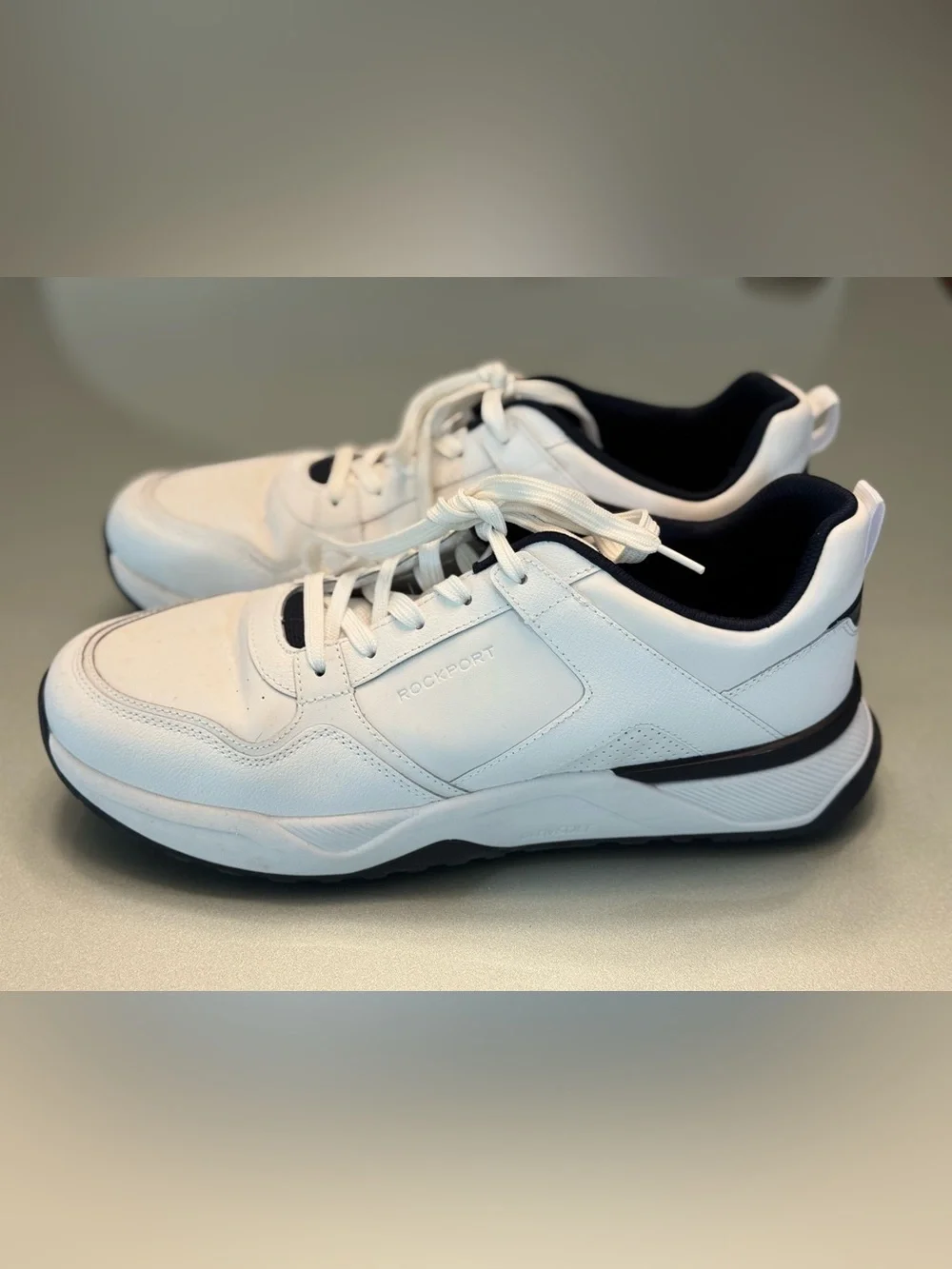 Rockport Men’s White and Black Leather Sneakers